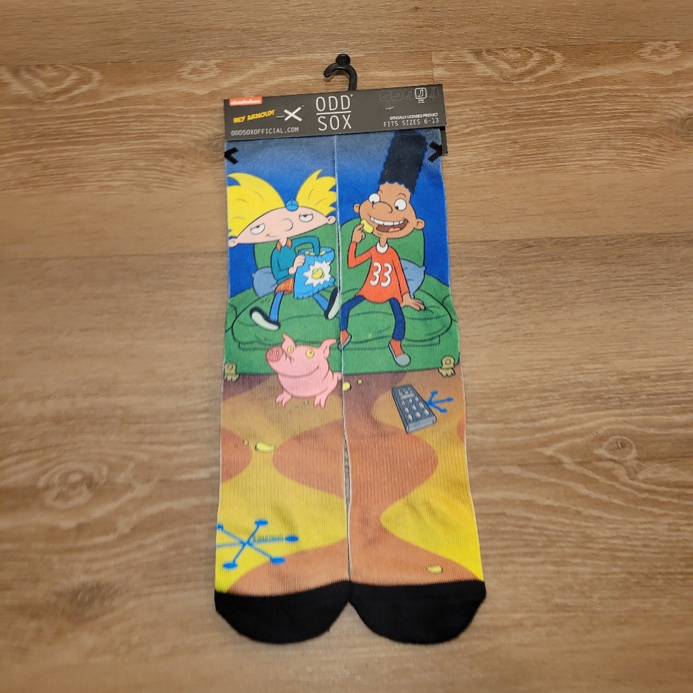 Odd Sox Hey Arnold Gerald Nickelodeon Socks Size 6 - 13 New